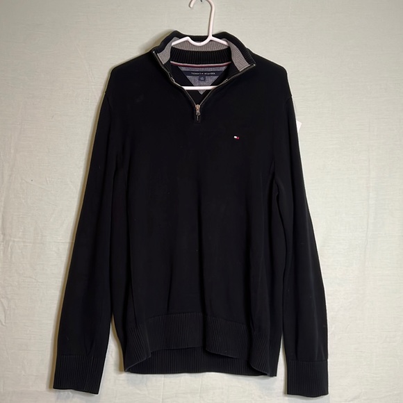Tommy Hilfiger Large Black Zip Up Collar Sweater - Picture 1 of 3